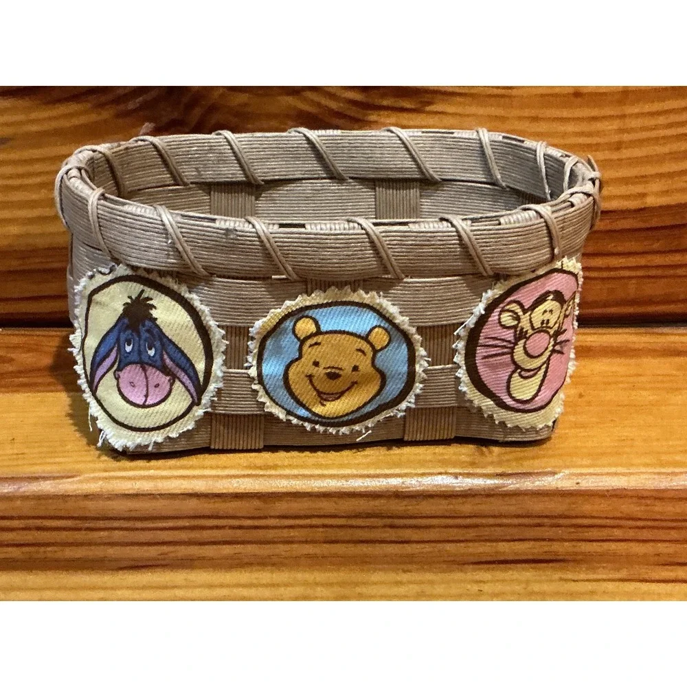 Disney Winnie the Pooh Eeyore Tigger Small Woven Oval Basket Tan Decorative Toy